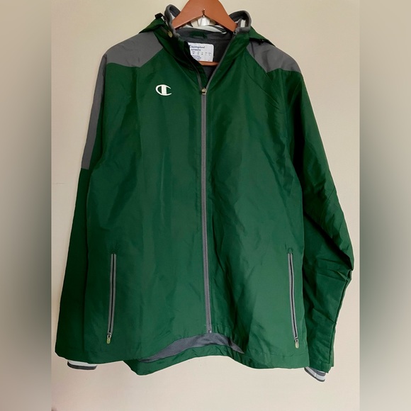 Champion Size Medium Green Full Zip Green Windbreaker with hood & pockets - Picture 1 of 7